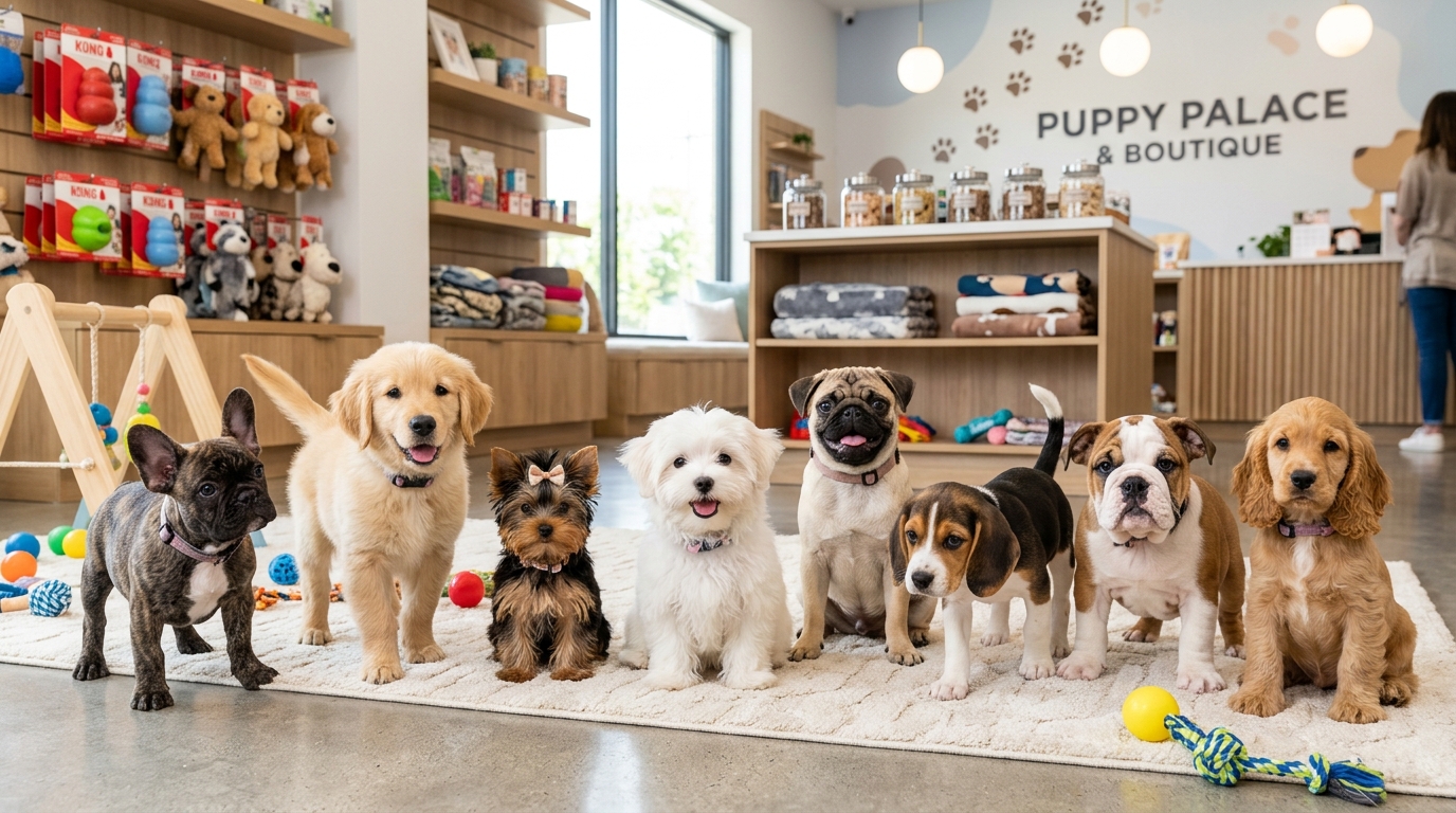 Variety of puppies for sale in Miami at PuppiesToGo store collage